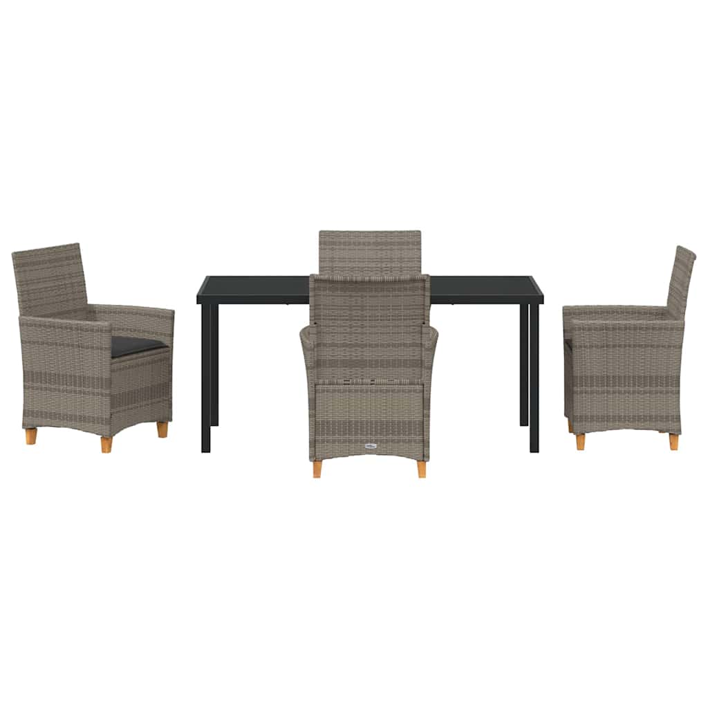 Garten Essgruppe 5 pcs Grau Poly-Rattan