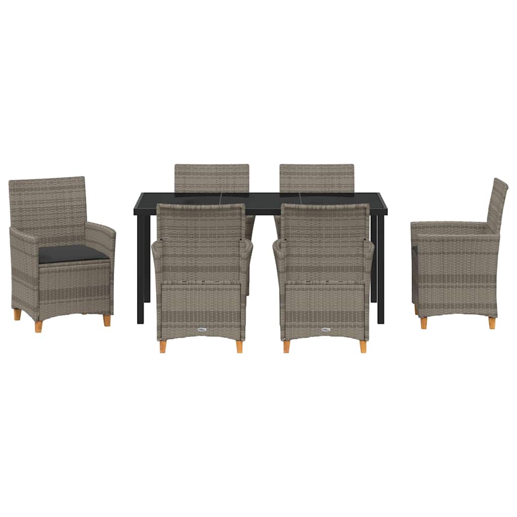 Garten Essgruppe 7 pcs Grau Poly-Rattan