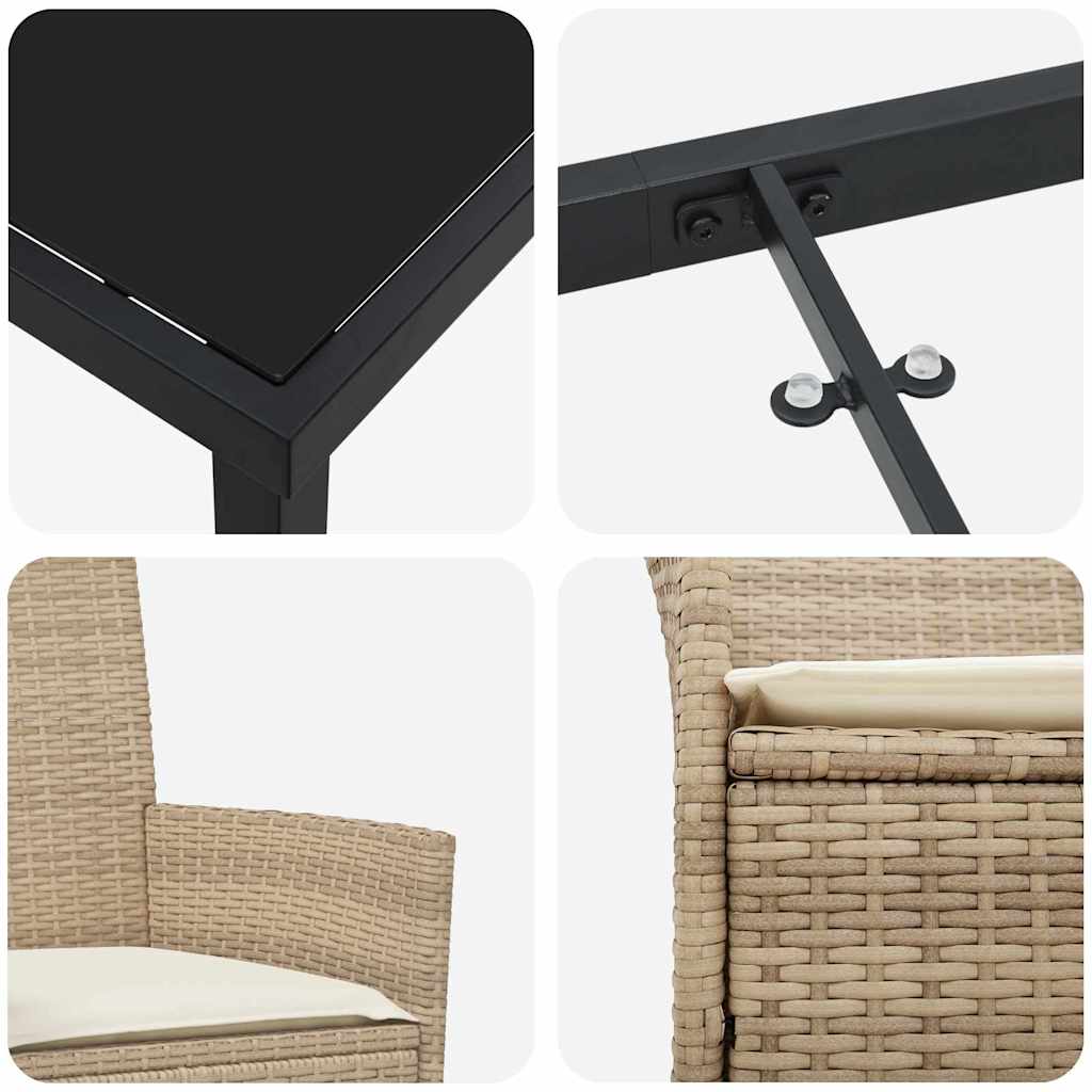 Garten Essgruppe 3 pcs Beige Poly-Rattan