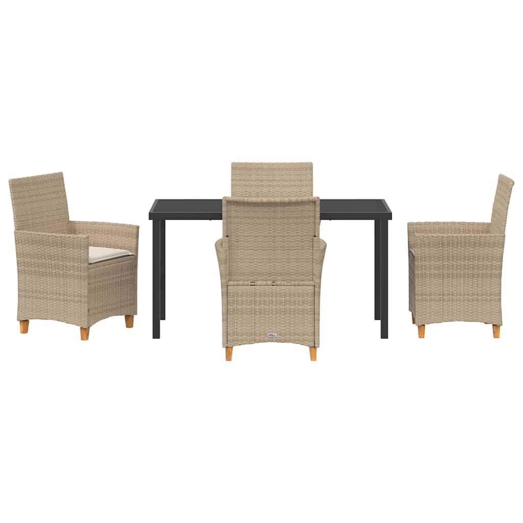 Garten Essgruppe 5 pcs Beige Poly-Rattan