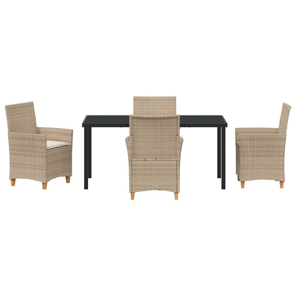 Garten Essgruppe 5 pcs Beige Poly-Rattan