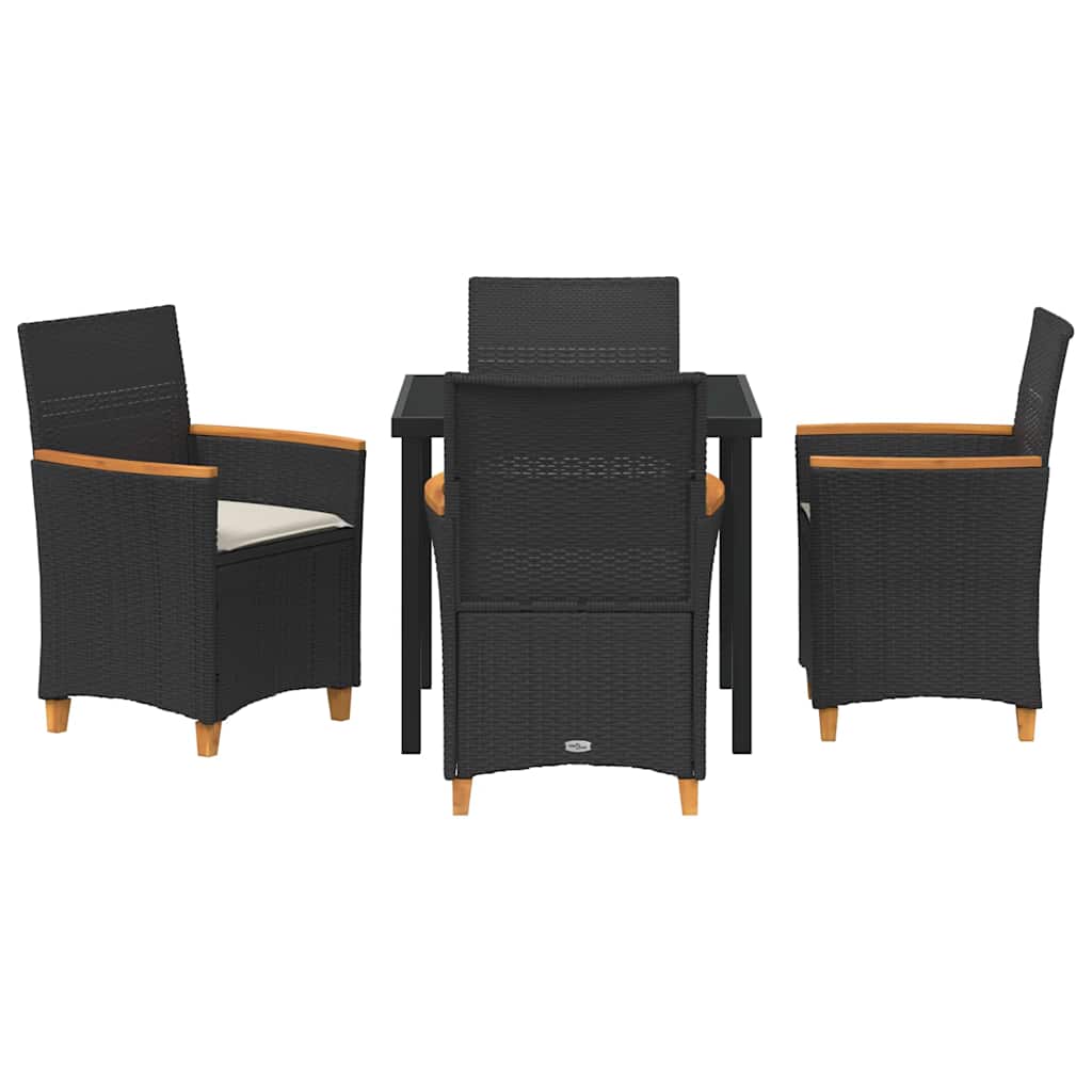 Garten Essgruppe 5 pcs Schwarz Poly-Rattan