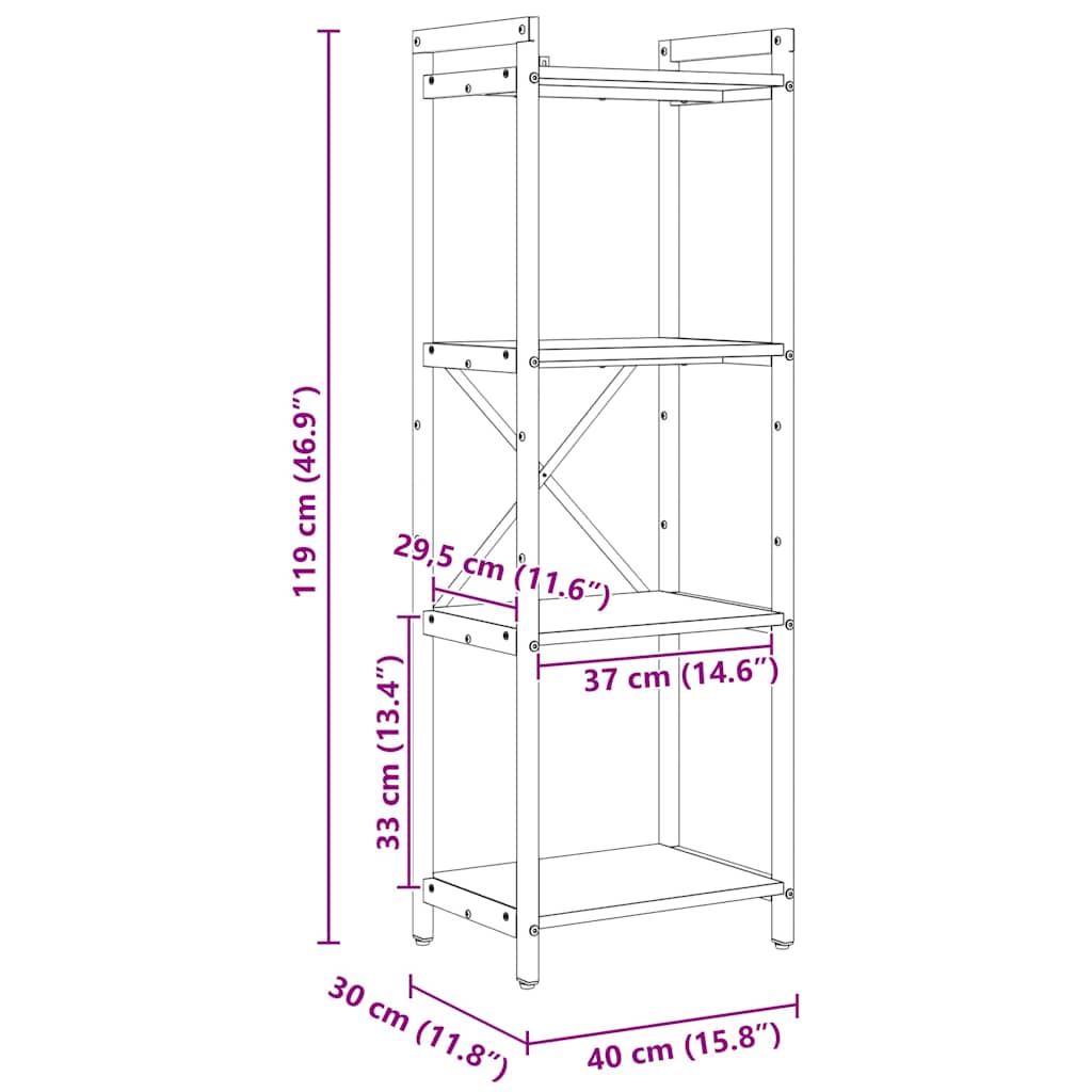 Bücherregal Sonoma-Eiche 40 x 30 x 118 cm Holzwerkstoff