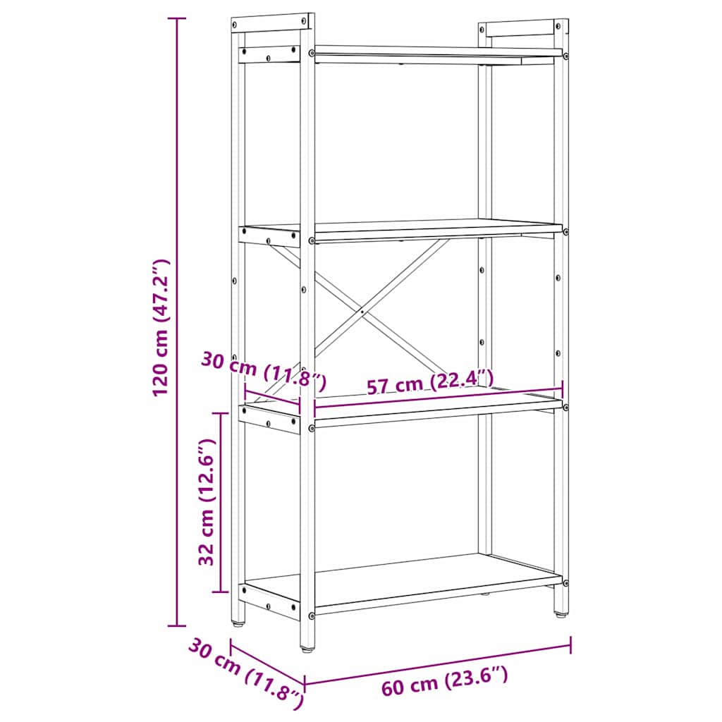 Bücherregal Räuchereiche 60 x 30 x 118 cm Holzwerkstoff