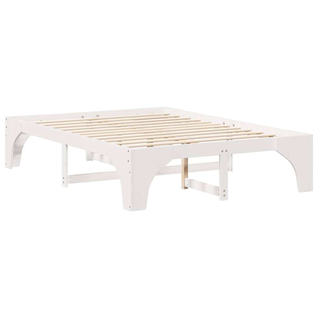 Bodenbettgestell Weiß 140 x 200 cm Massivholz Kiefer