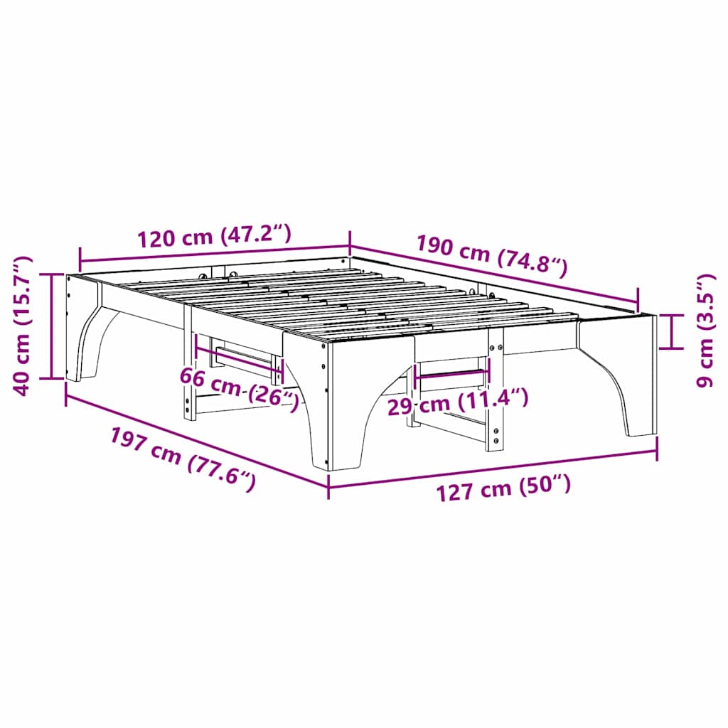 Bodenbettgestell Braun 120 x 190 cm Massivholz Kiefer
