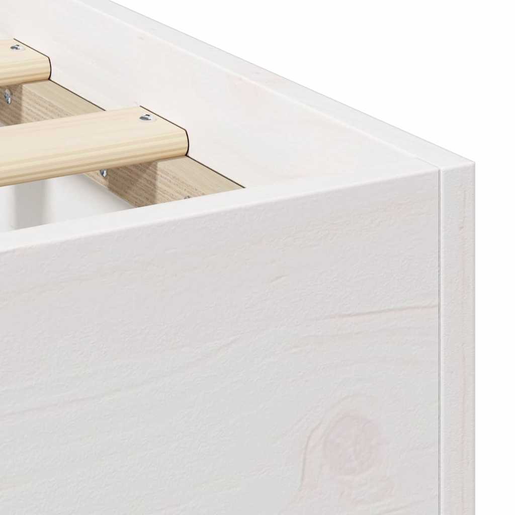 Bodenbettgestell Weiß 150 x 200 cm Massivholz Kiefer