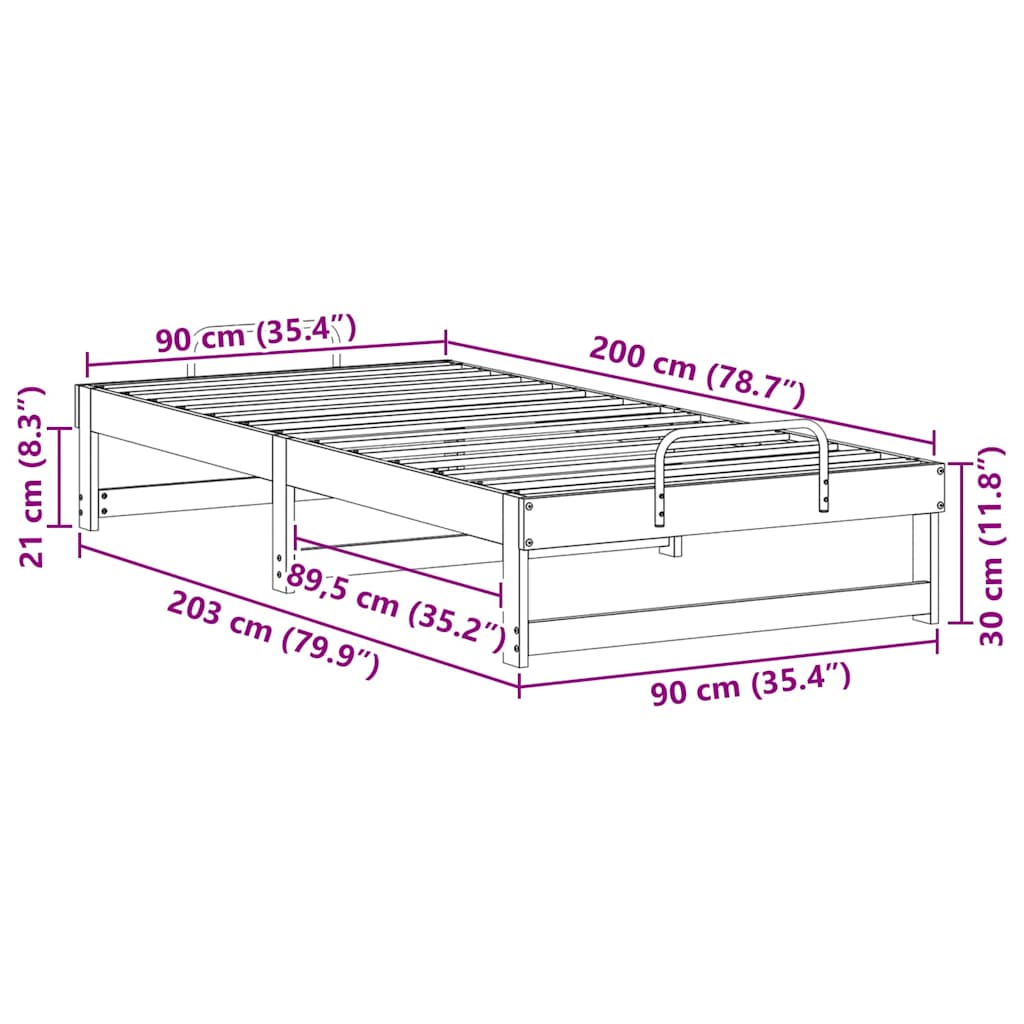 Bettgestell mit Tragegriffen Weiß Massivholz Kiefer