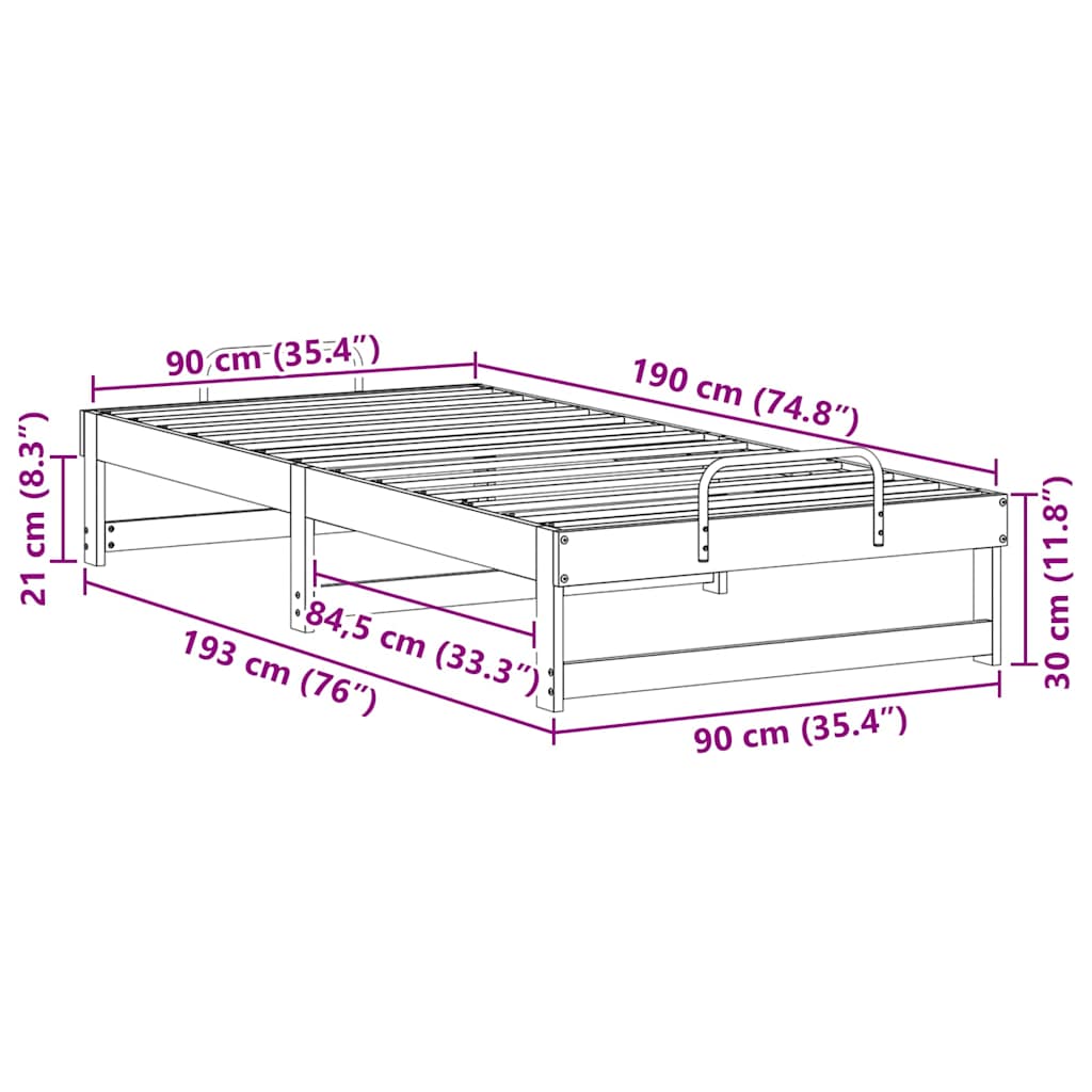 Bettgestell mit Tragegriffen Braun Massivholz Kiefer