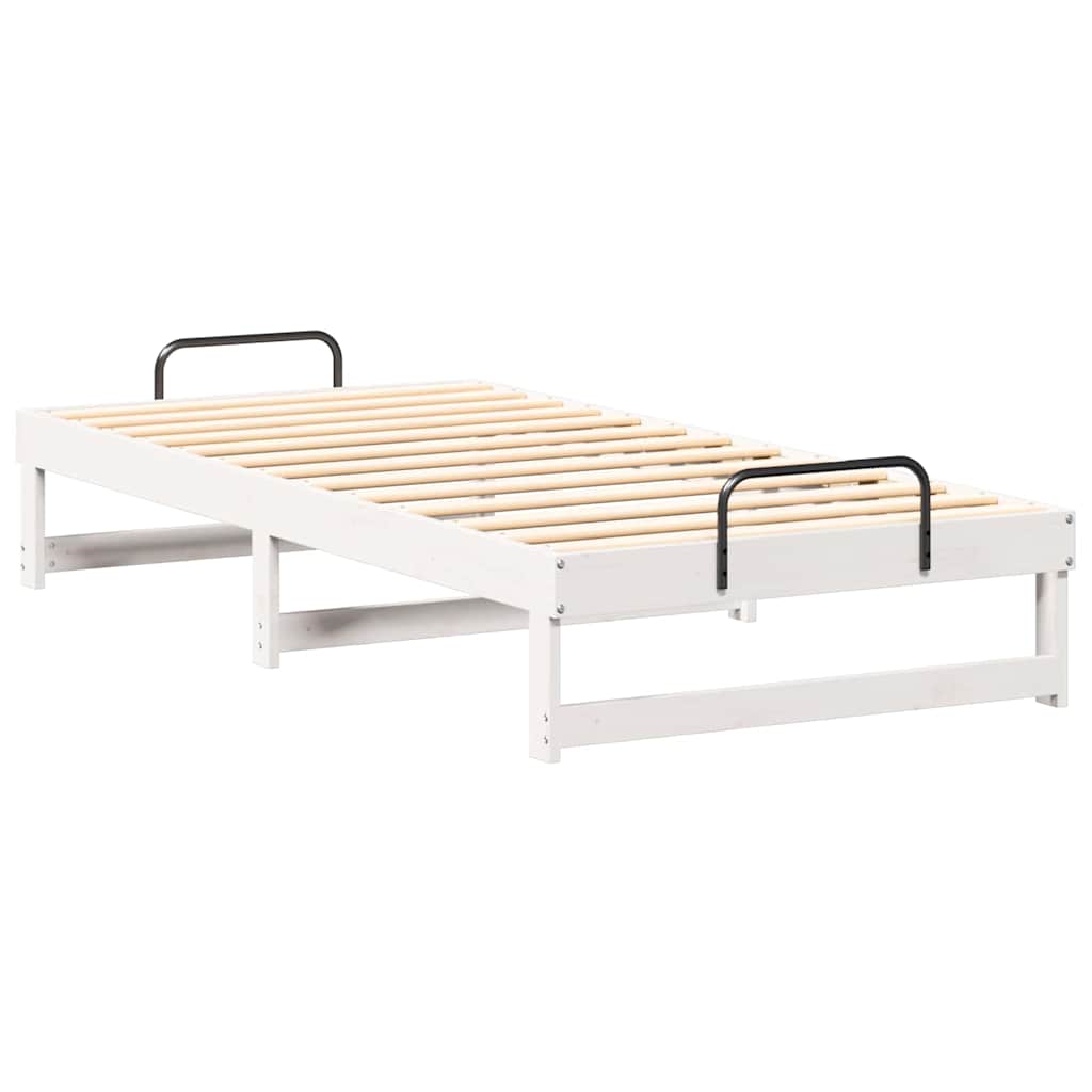Bettgestell mit Tragegriffen Weiß Massivholz Kiefer