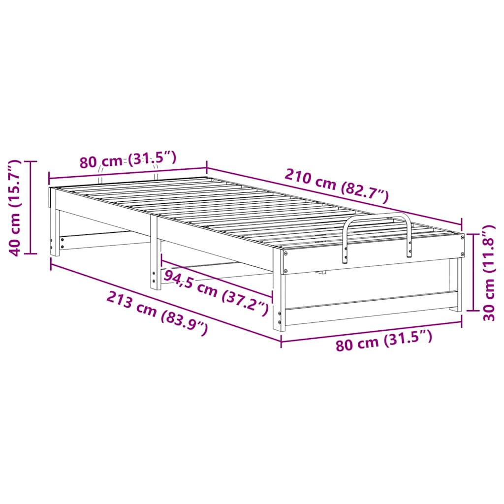 Bettgestell mit Tragegriffen Braun Massivholz Kiefer