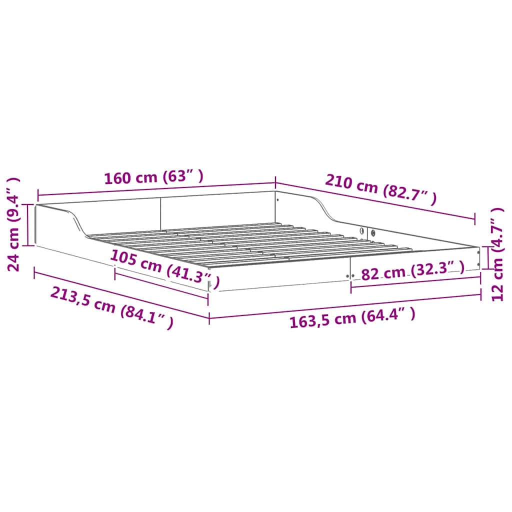 Bettgestell Wachsbraun 160 x 210 cm Massivholz Kiefer