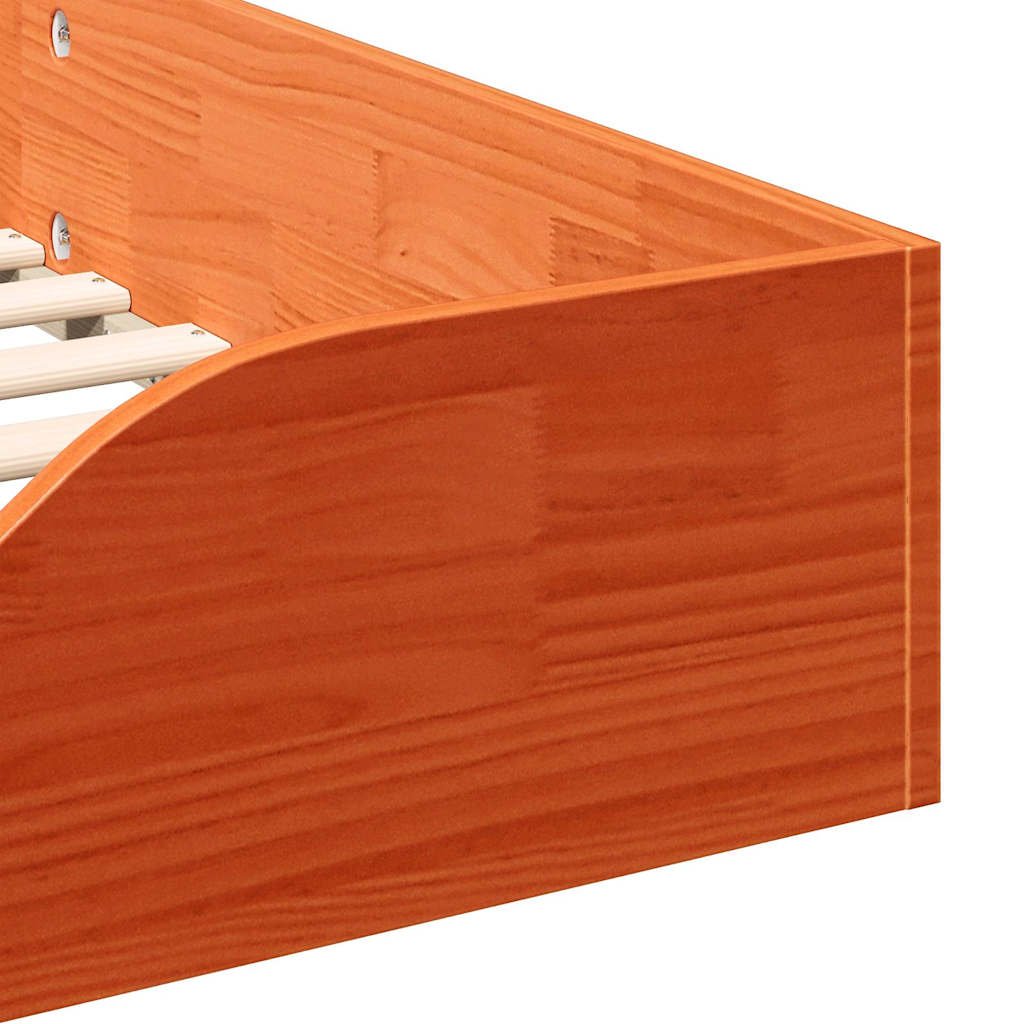 Bodenbettgestell Wachsbraun 90 x 190 cm Massivholz Kiefer