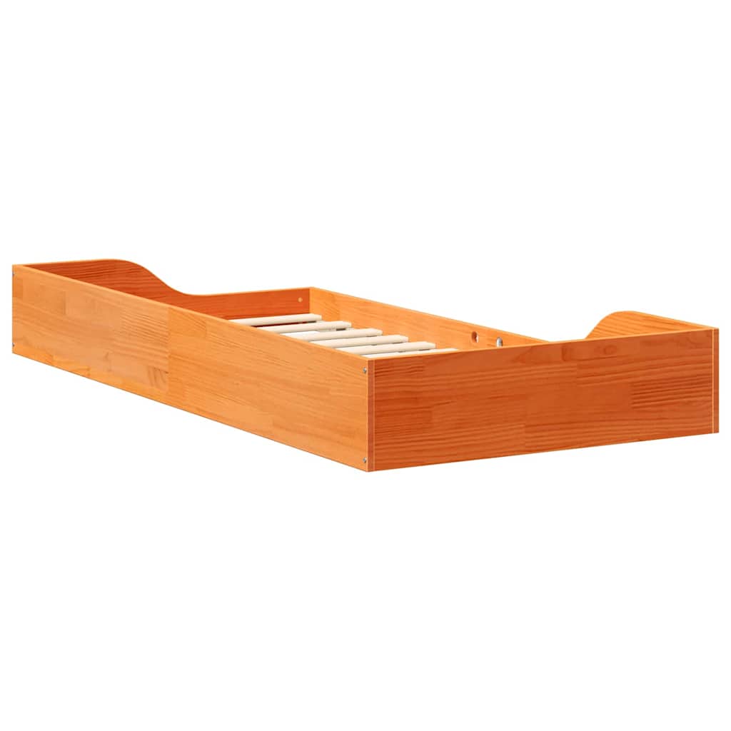 Bodenbettgestell Wachsbraun 90 x 190 cm Massivholz Kiefer