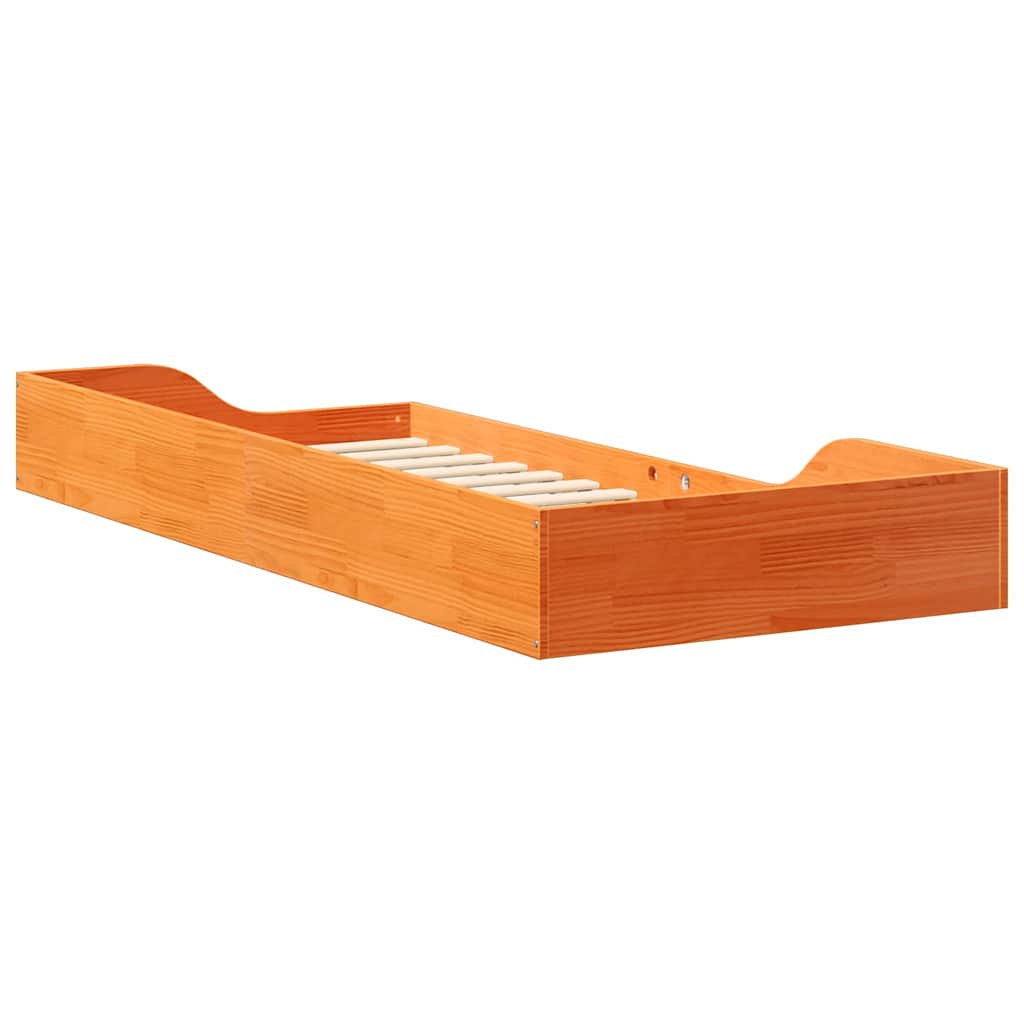 Bodenbettgestell Wachsbraun 90 x 210 cm Massivholz Kiefer