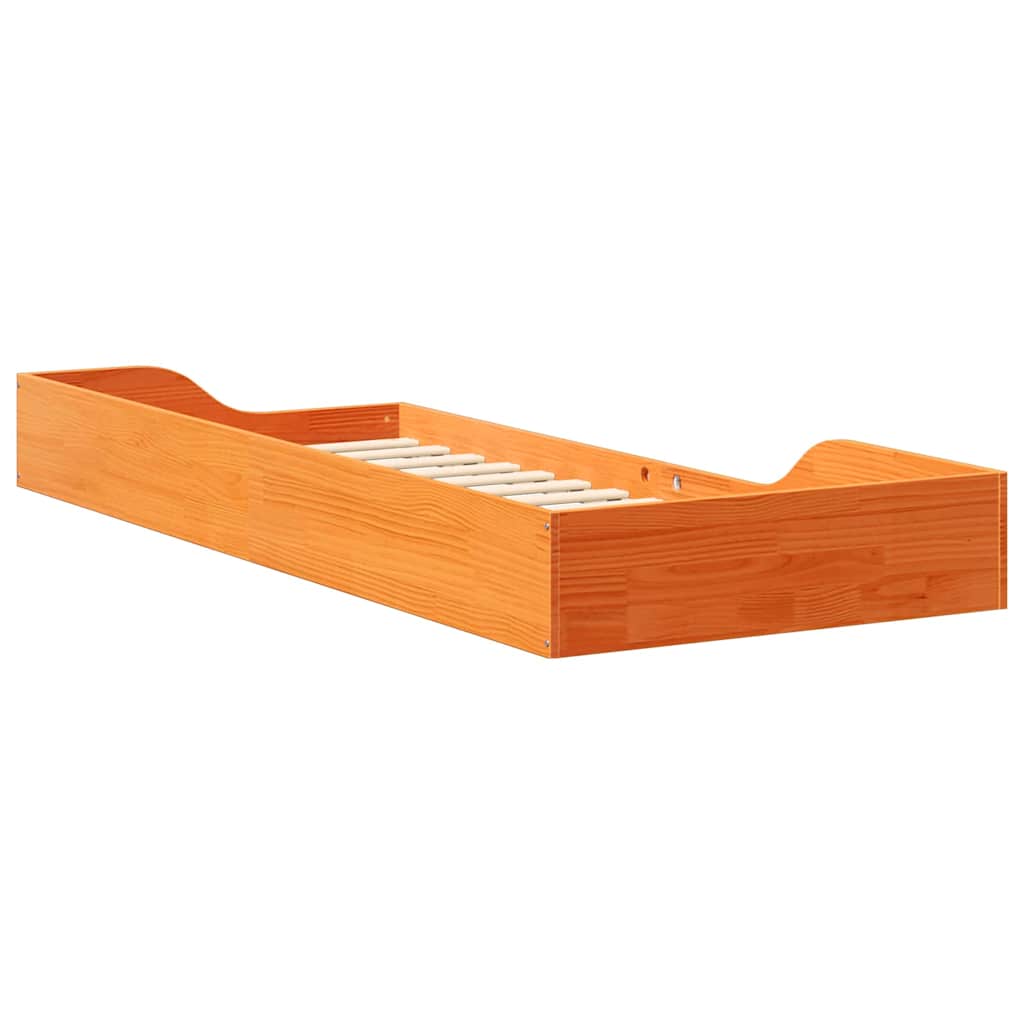 Bodenbettgestell Wachsbraun 80 x 220 cm Massivholz Kiefer