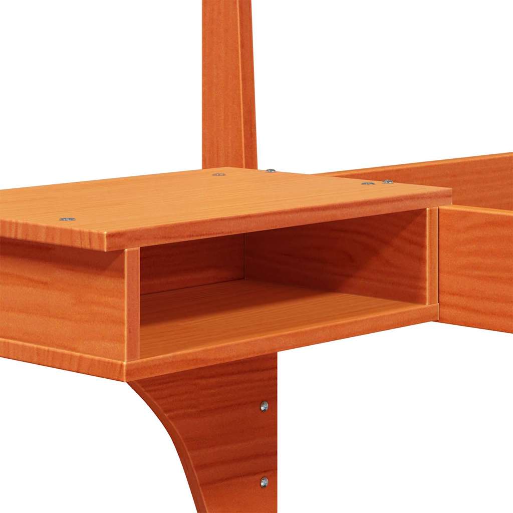 Bettgestell mit Nachttischen Wachsbraun Massivholz Kiefer