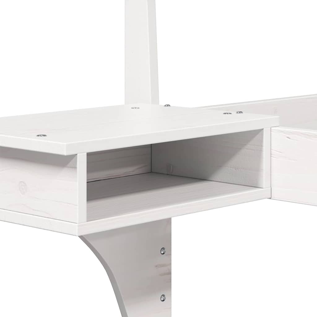 Bettgestell mit Nachttischen Weiß Massivholz Kiefer