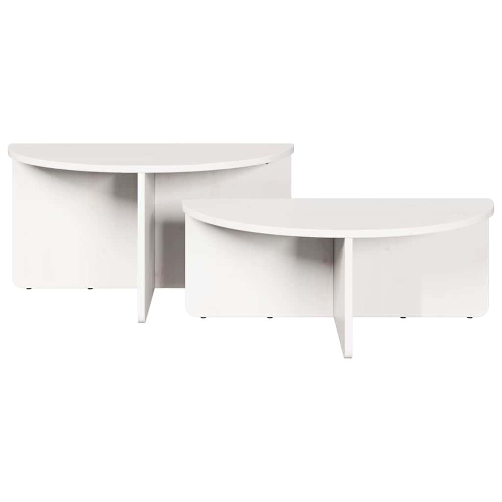 Couchtisch 2 pcs Weiß 79 x 39,5 x 40 cm Massivholz Kiefer
