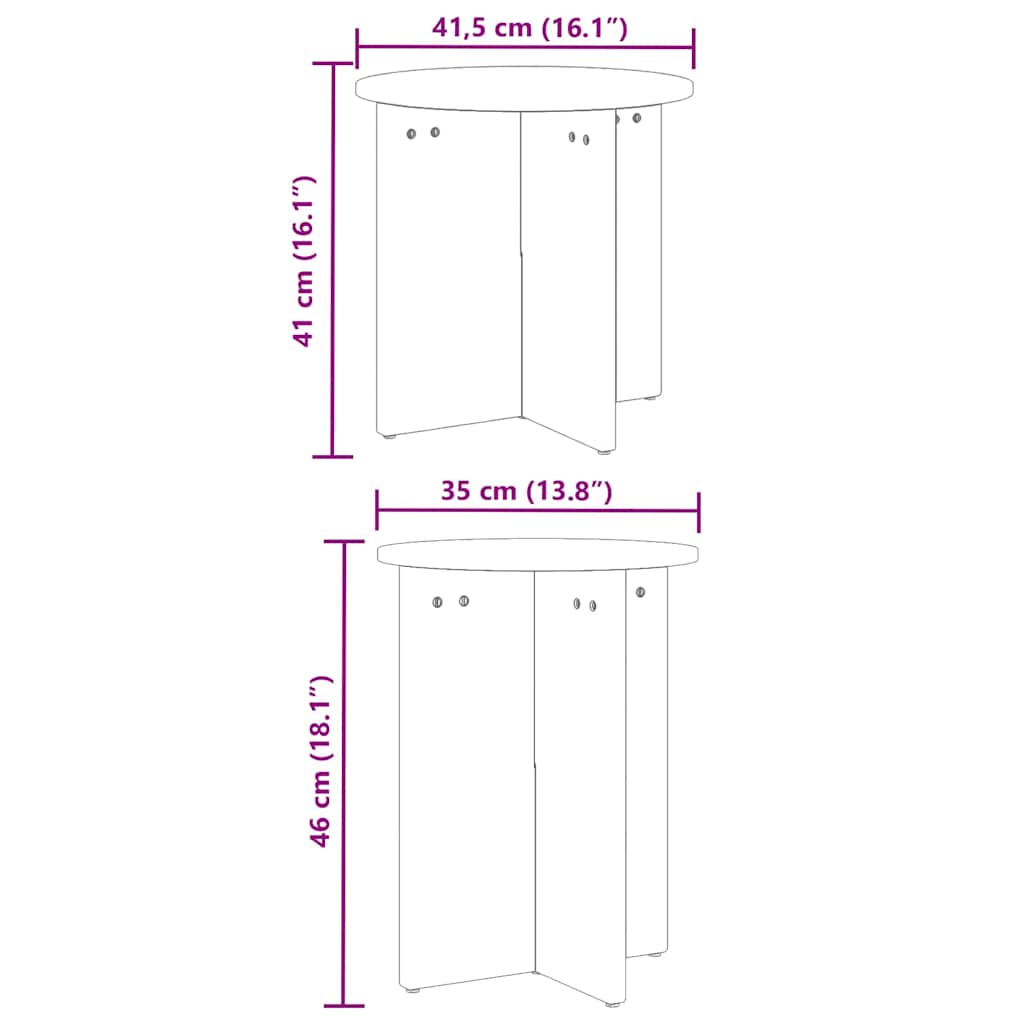 Couchtisch 2 pcs Natur 41,5 x 41,5 x 41 cm Massivholz Kiefer