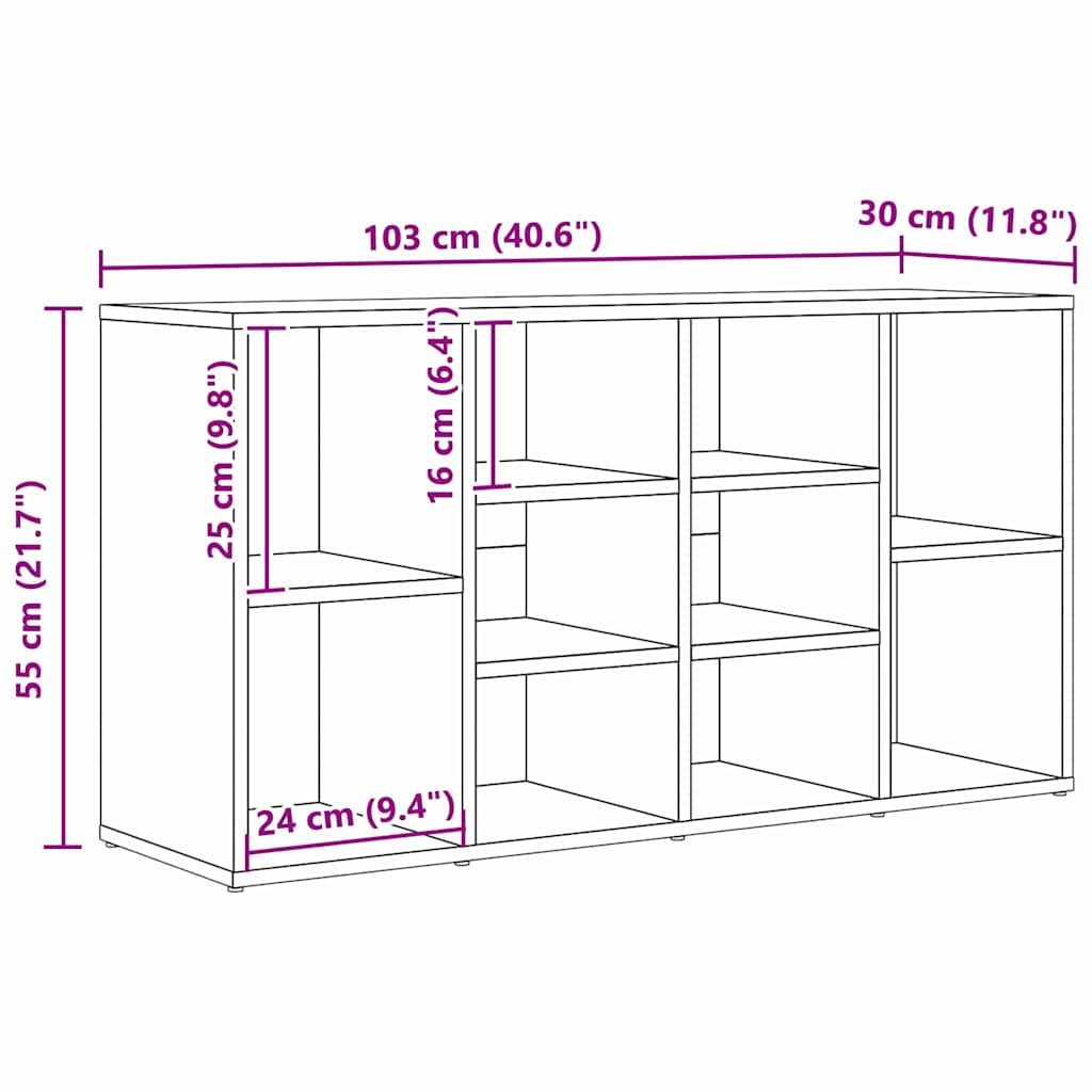 Schuhbank Schwarz Eichen-Optik 103 x 30 x 54.5 cm Holzwerkstoff