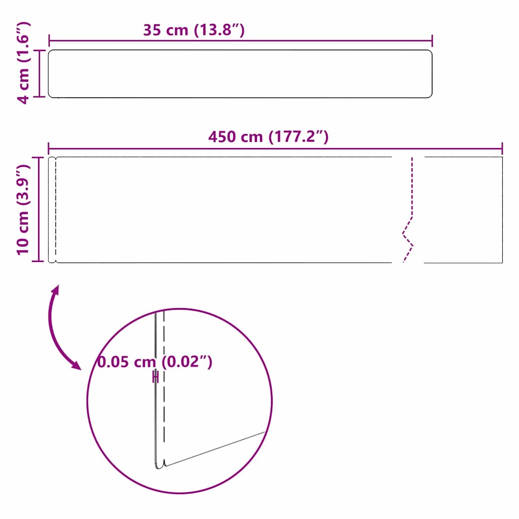 Rasenrand 4 pcs Silber 450 x 10 cm Edelstahl