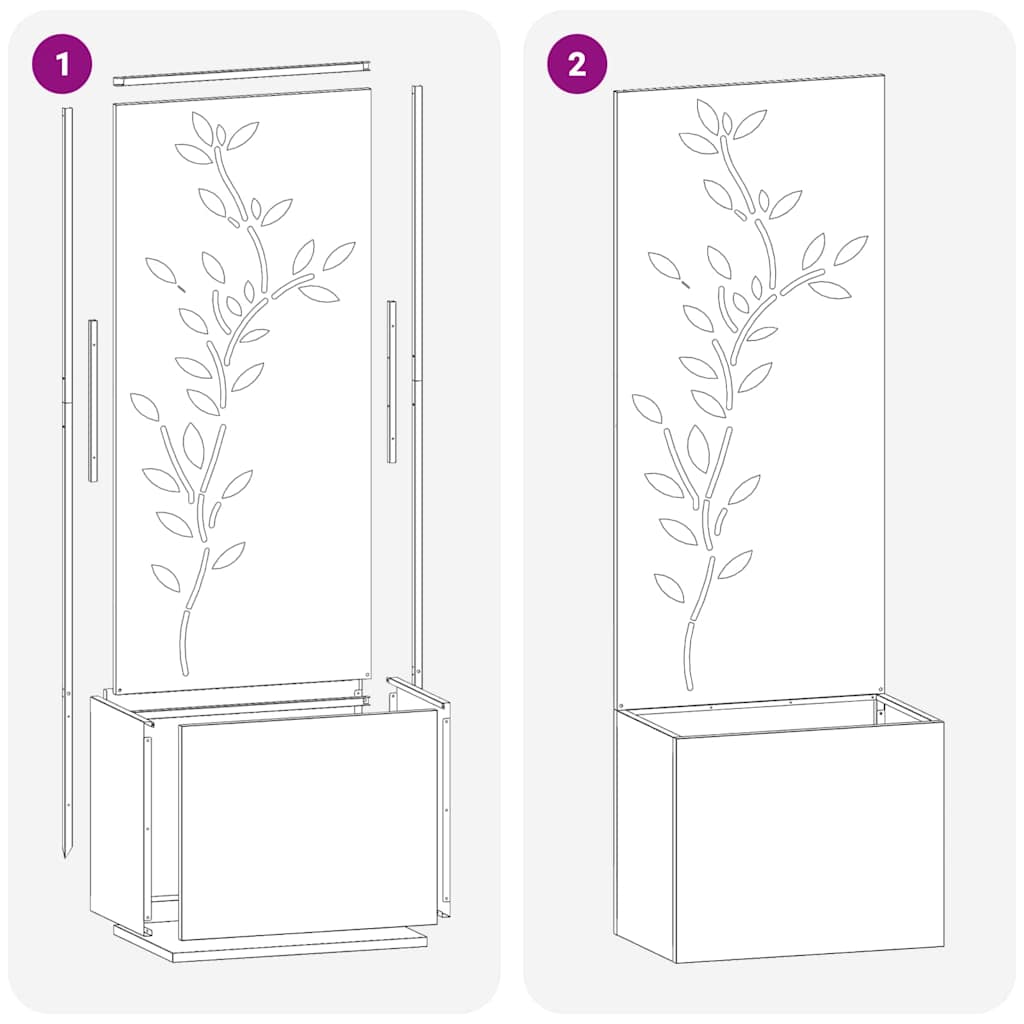 Garten Sichtschutz-Leinwand Floral Silber 50 x 140 cm Edelstahl