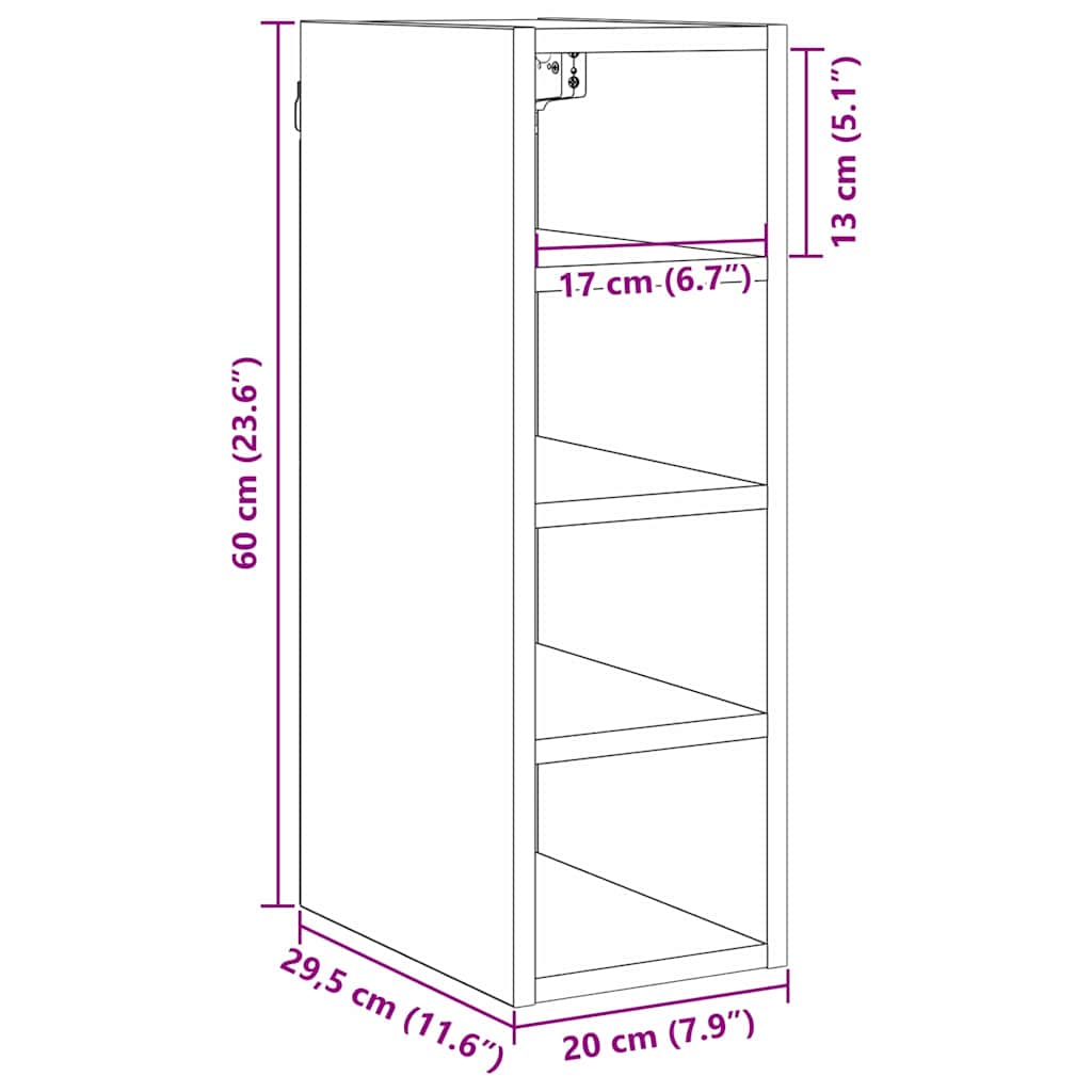 Hängeschrank Riga Schwarz Eichen-Optik 20 x 29,5 x 60 cm