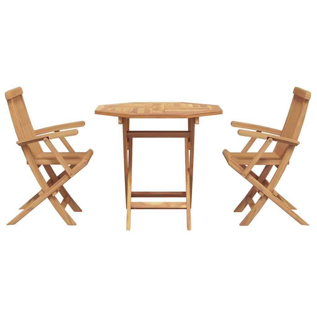 Garten Essgruppe 3 pcs Braun Massivholz Teak