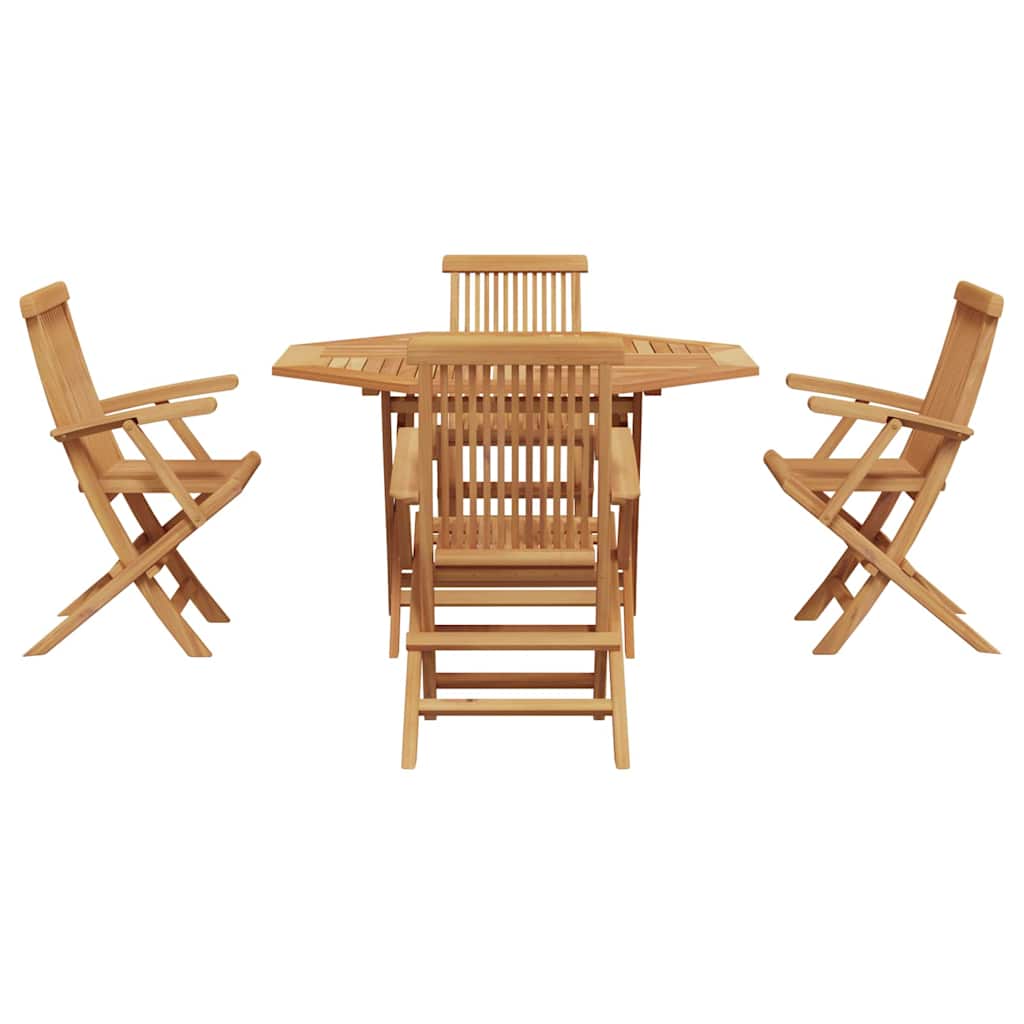 Garten Essgruppe 5 pcs Braun Massivholz Teak