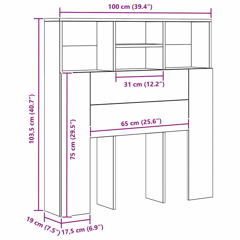 Kopfteil Schrank mit Regal Artisan-Eiche Spanplatte