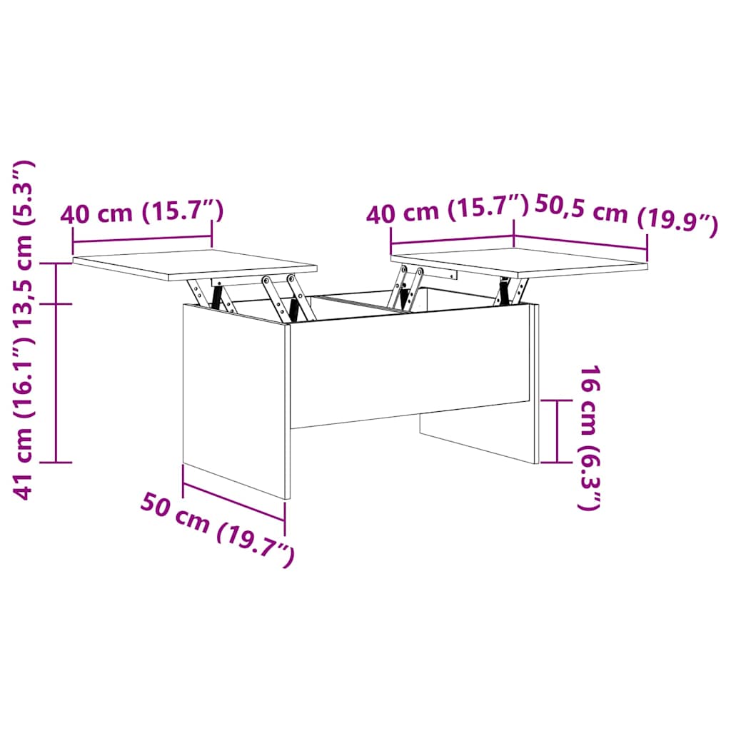 Couchtisch Artisan-Eiche 80 x 50,5 x 42,5 cm Holzwerkstoff