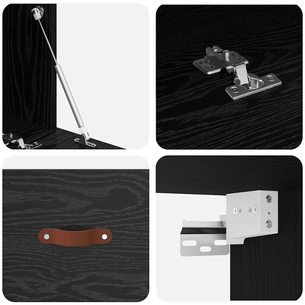 Wandschrank Schwarz Eichen-Optik 100 x 36,5 x 35 cm