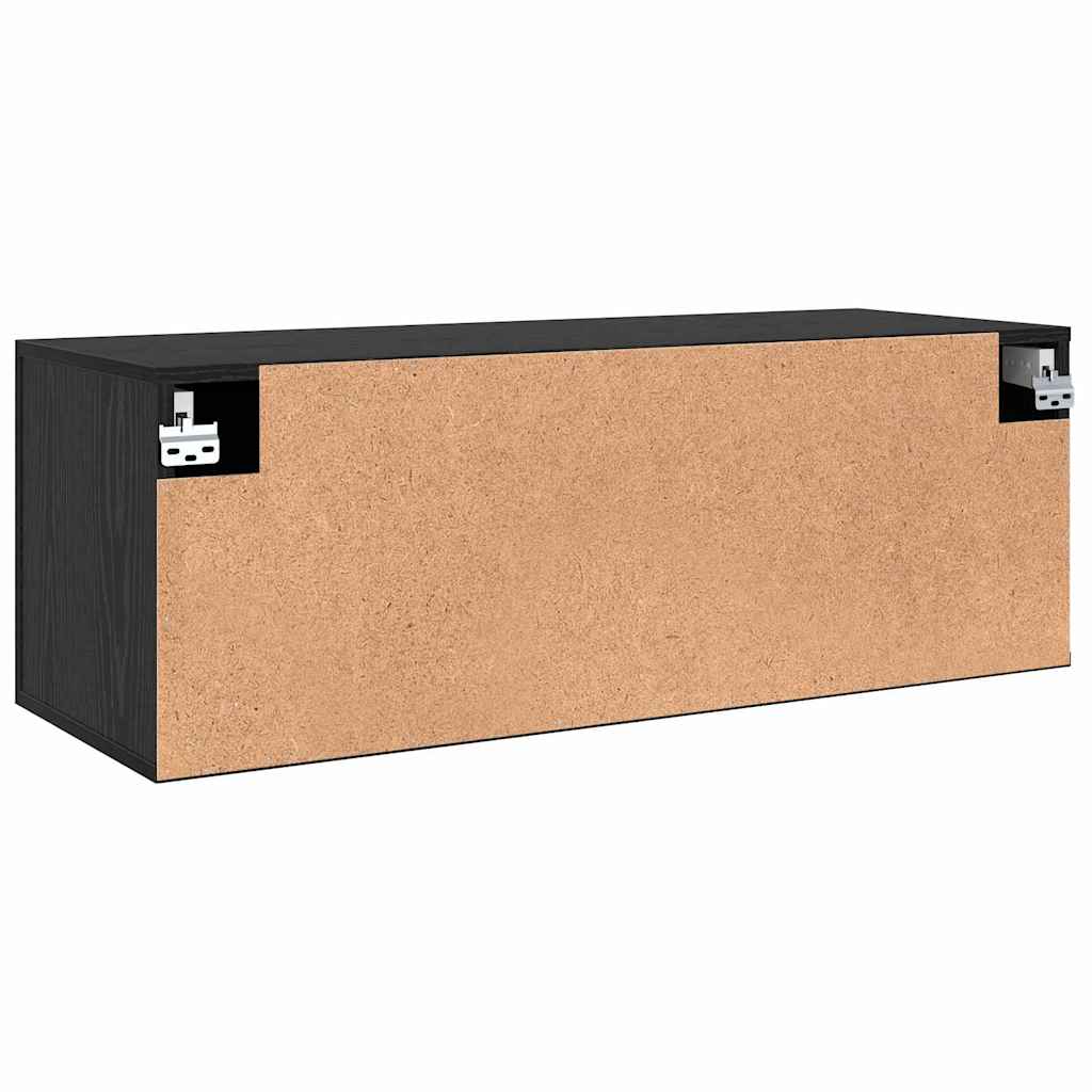 Wandschrank Schwarz Eichen-Optik 100 x 36,5 x 35 cm
