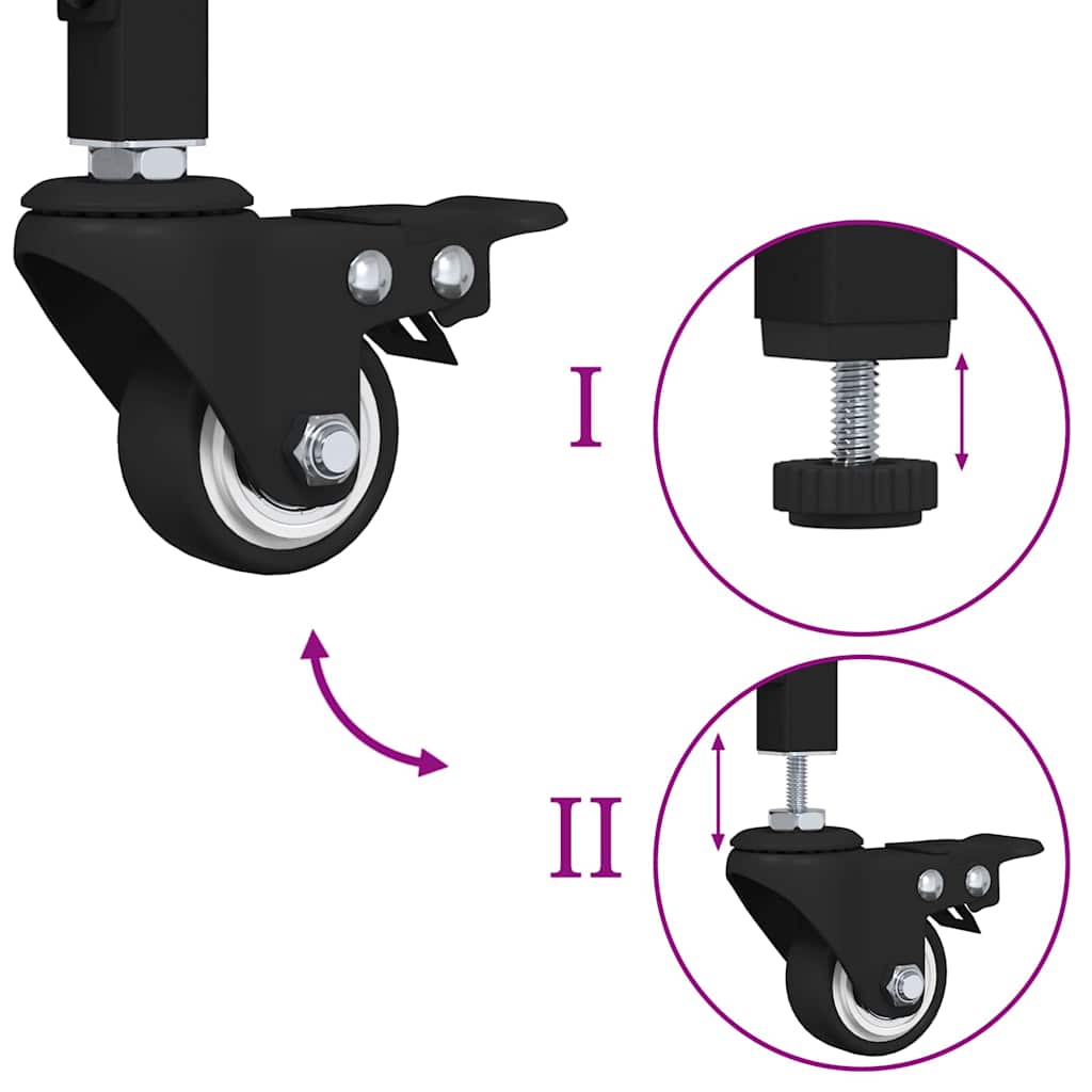 Küchentrolley Schwarz Eichen-Optik 70 x 30 x 82 cm