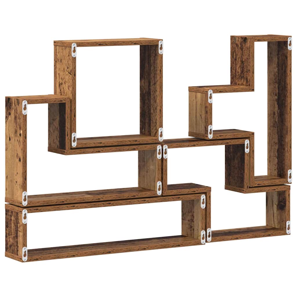 Wandwürfel mit Regal Altholz 96 x 12 x 64 cm Holzwerkstoff