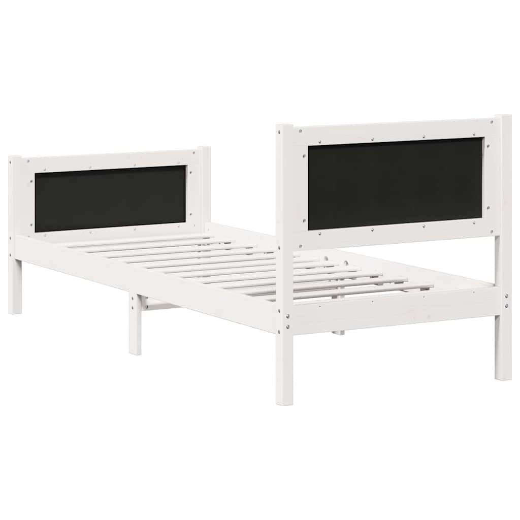 Bettrahmen Hellgrau 75 x 190 cm Massives Kiefernholz