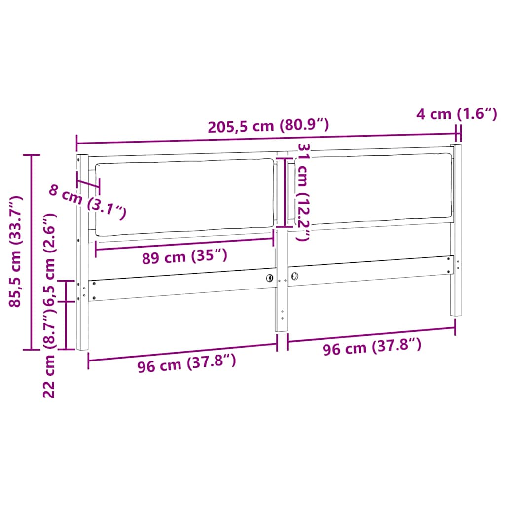 Kopfteil Sonstiges Braun 200 cm Massivholz Kiefer