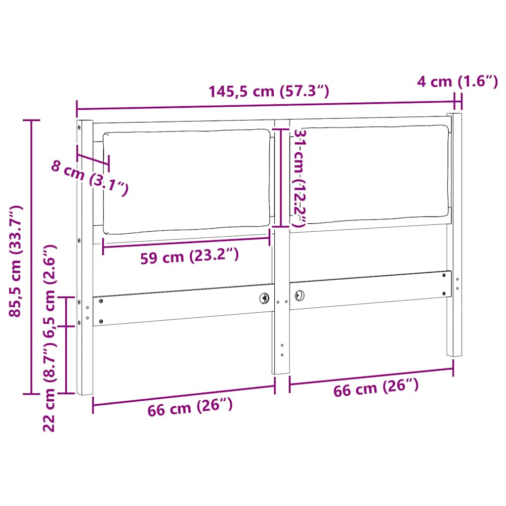 Kopfteil Sonstiges Braun 140 cm Massivholz Kiefer