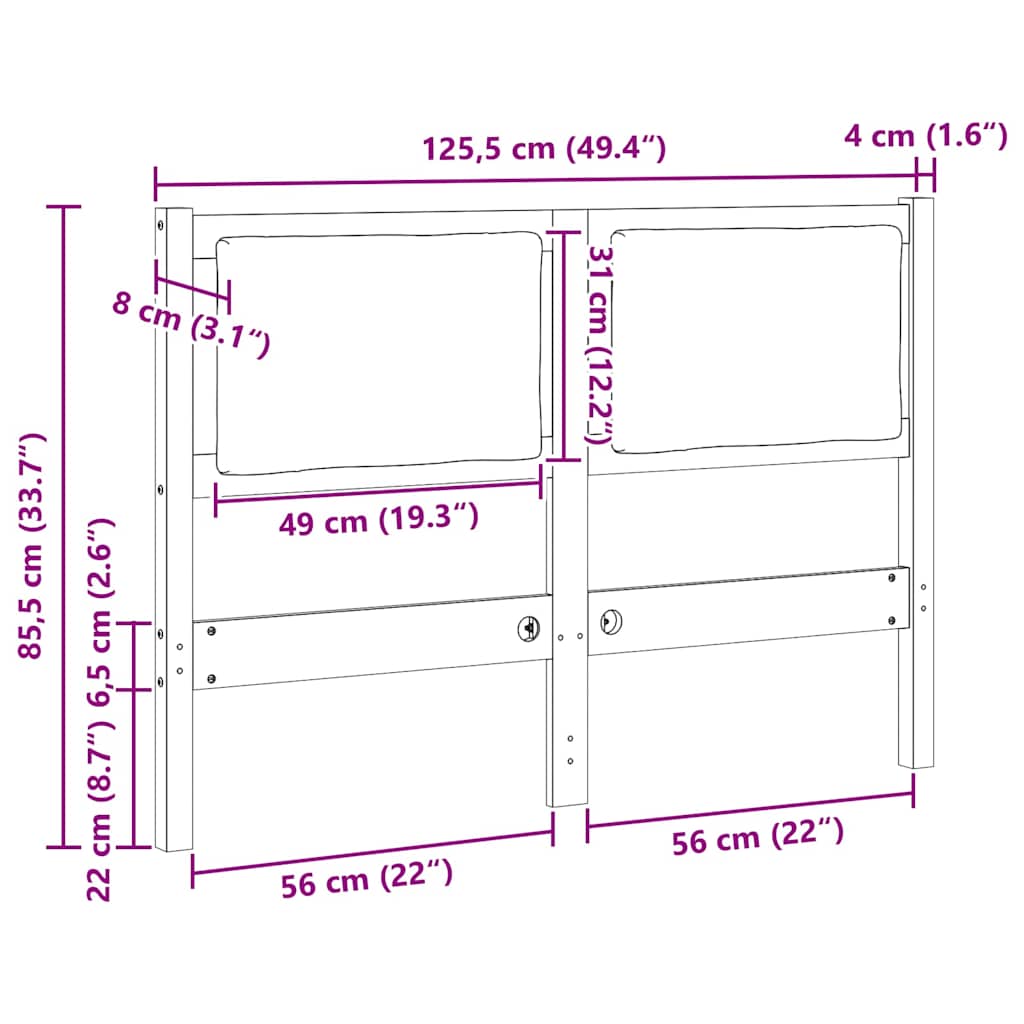 Kopfteil Sonstiges Braun 120 cm Massivholz Kiefer