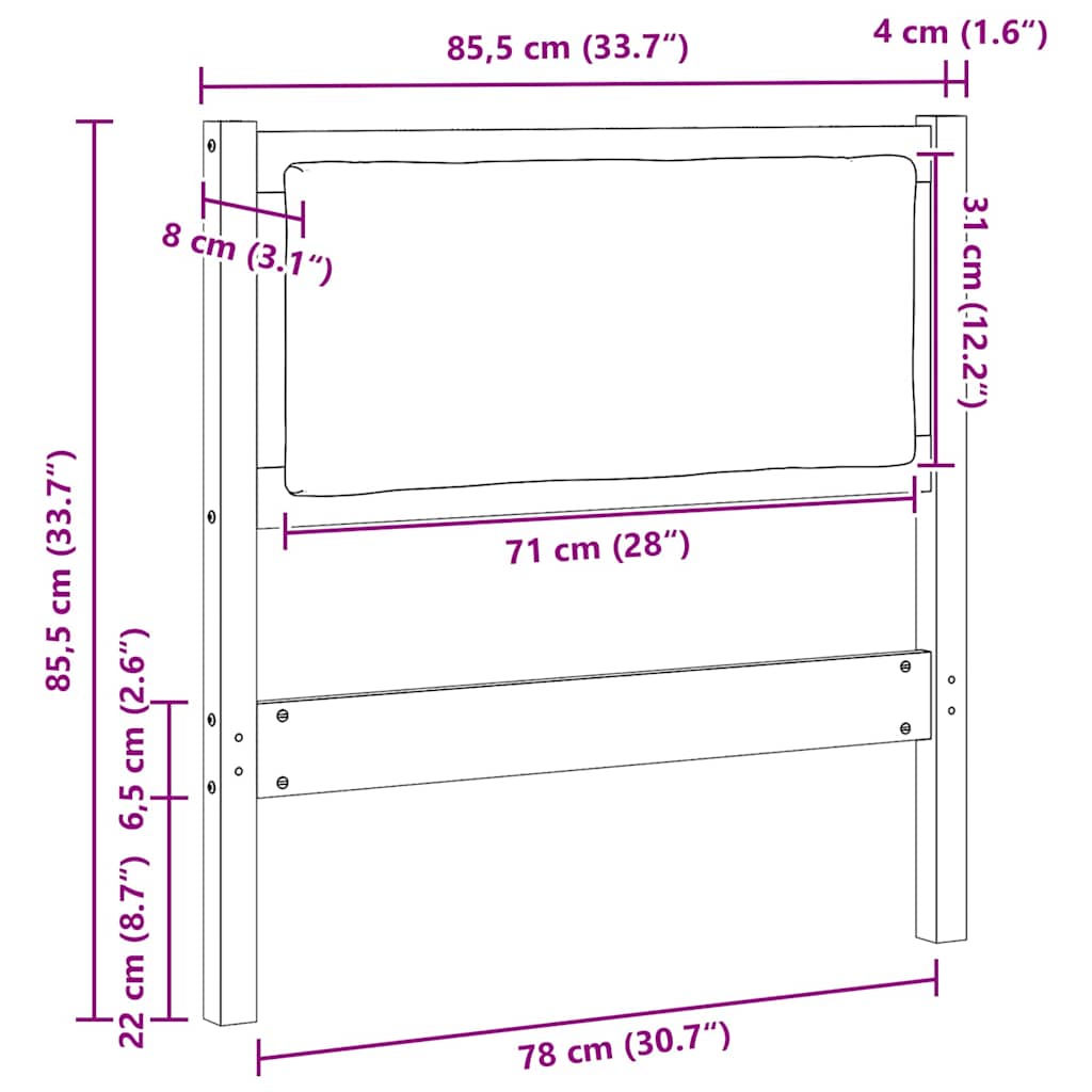 Kopfteil Sonstiges Braun 80 cm Massivholz Kiefer