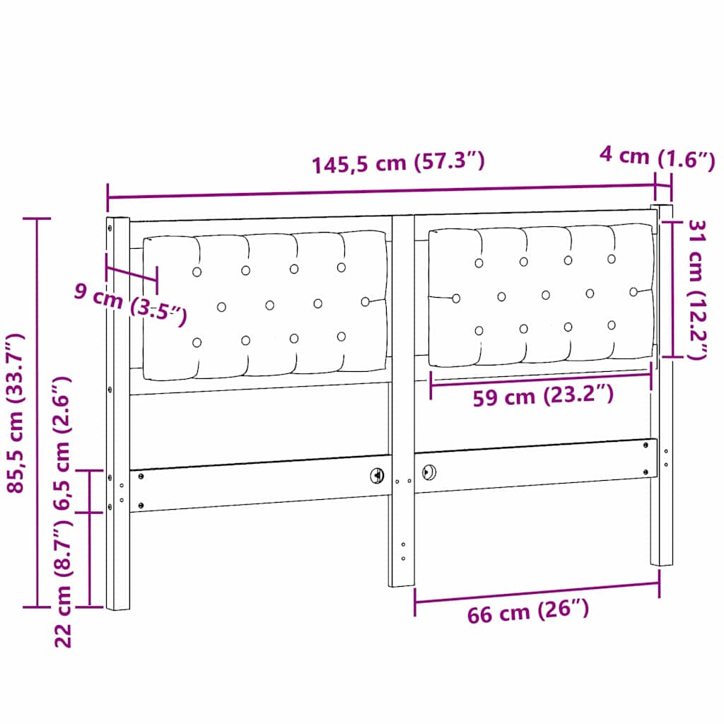 Kopfteil Sonstiges Braun und Taupe 140 cm Massivholz Kiefer
