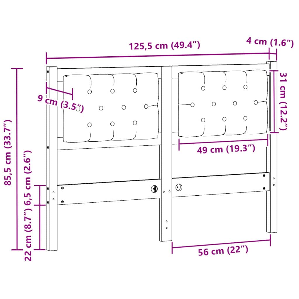 Kopfteil Sonstiges Braun und Taupe 120 cm Massivholz Kiefer