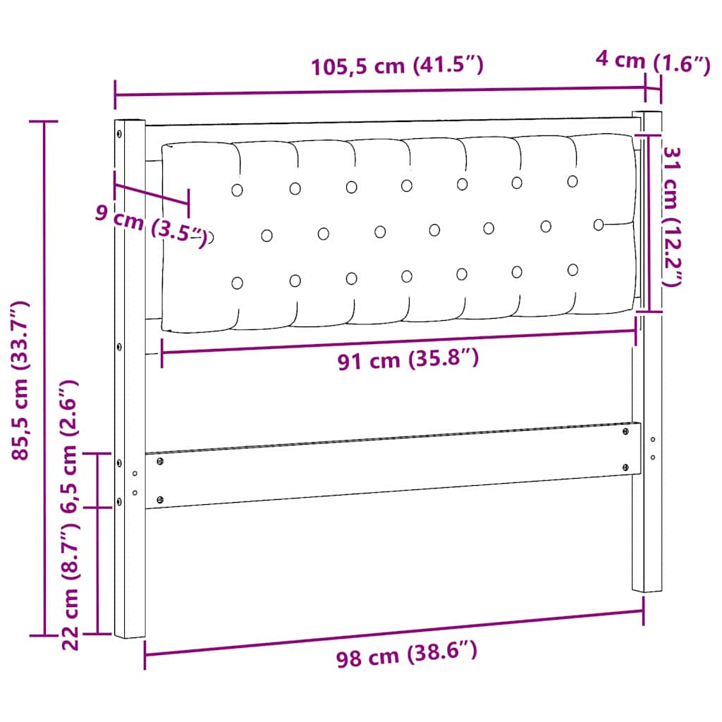 Kopfteil Braun und Dunkelgrau 100 cm Massivholz Kiefer