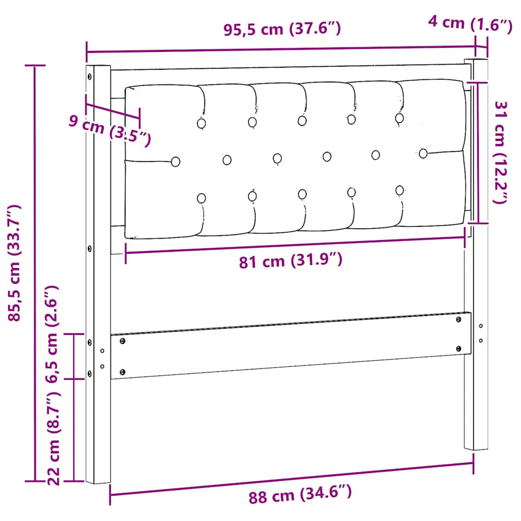 Kopfteil Sonstiges Braun und hellgrau 90 cm Massivholz Kiefer