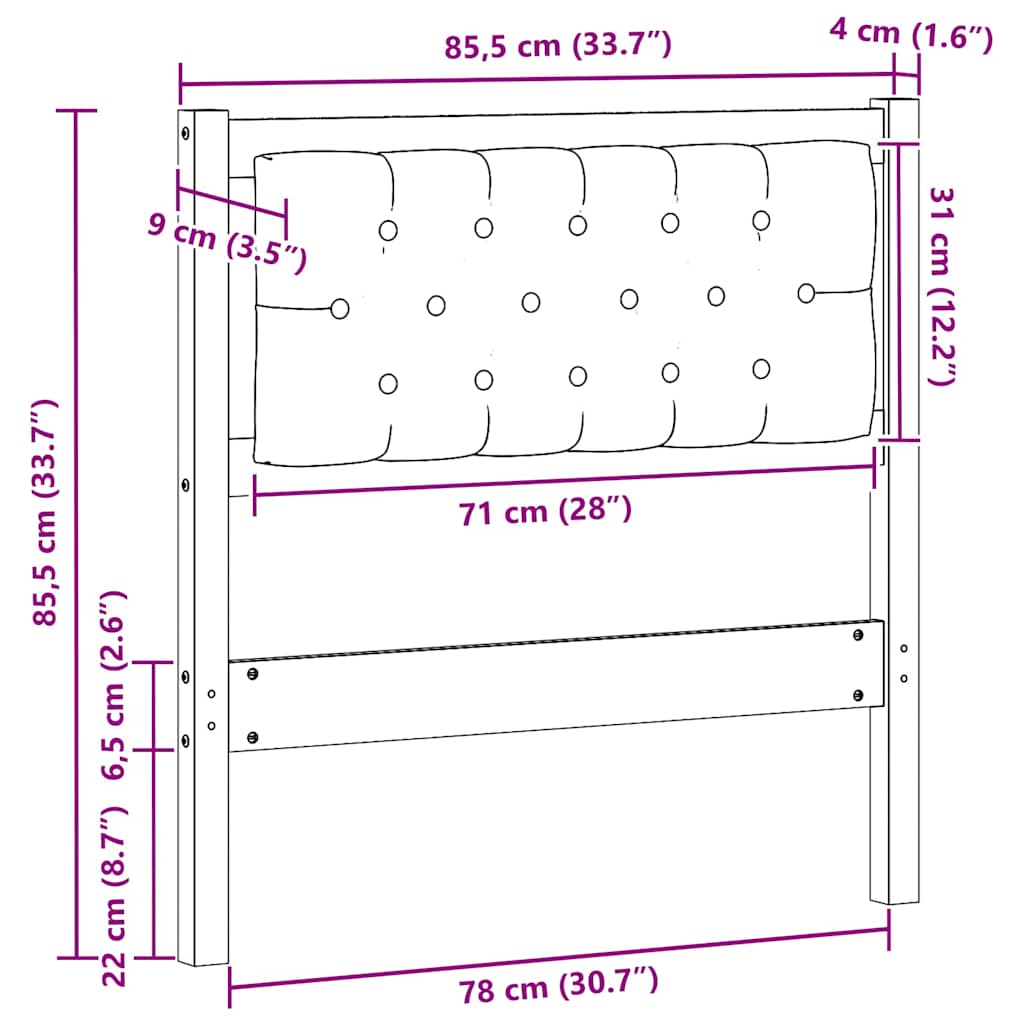Kopfteil Sonstiges Braun und Schwarz 80 cm Massivholz Kiefer