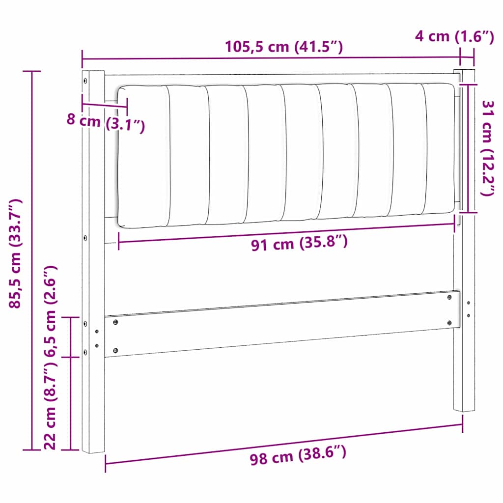 Gepolstertes Kopfteil Weiß 100 cm Massives Kiefernholz