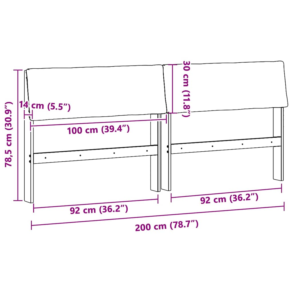 Gepolstertes Kopfteil Taupe 200 cm Massives Kiefernholz