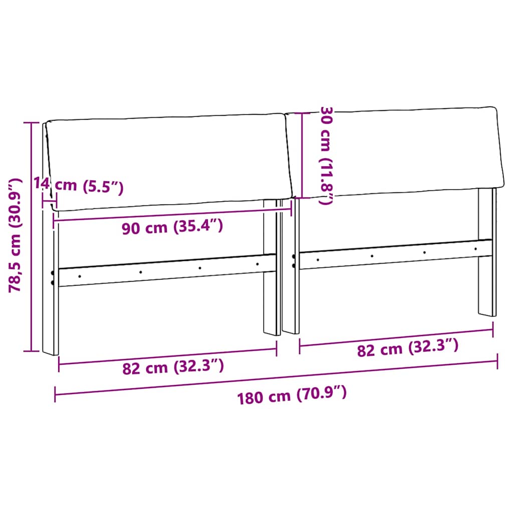 Gepolstertes Kopfteil Taupe 180 cm Massives Kiefernholz