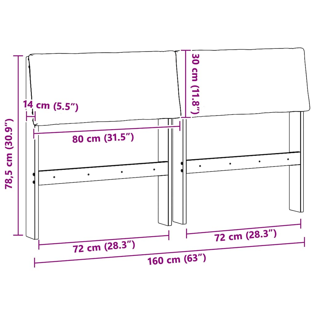 Gepolstertes Kopfteil Taupe 160 cm Massives Kiefernholz